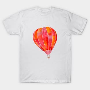 Watercolor Hot Air Balloon - red, pink, orange, yellow T-Shirt